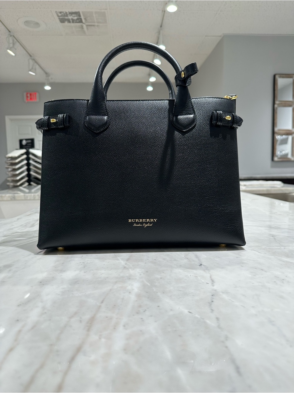 Burberry Black Leather Satchel with Gold Hardware